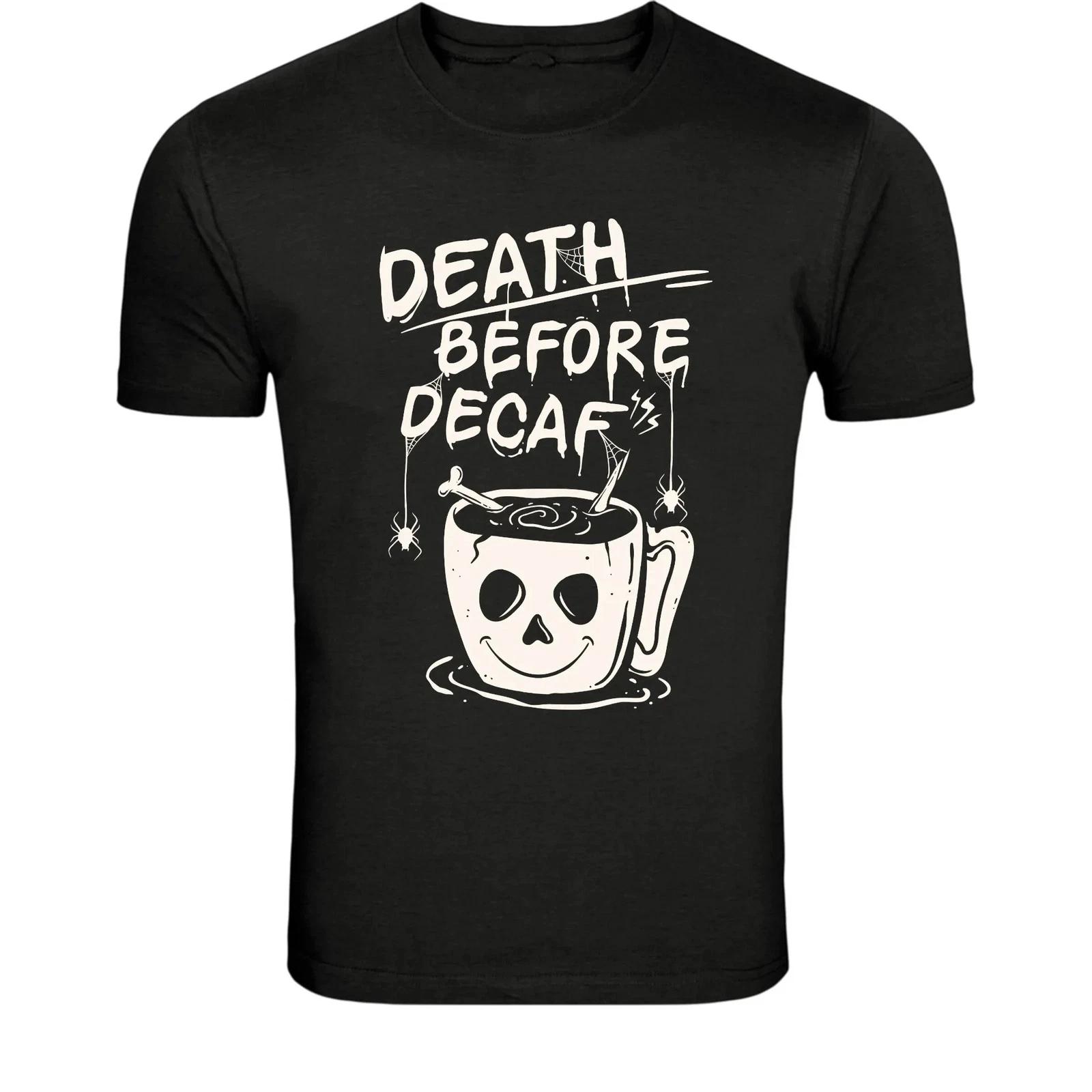 Футболка  Смерть до кофе без кофеина  - Забавная готическая любительница кофе XL