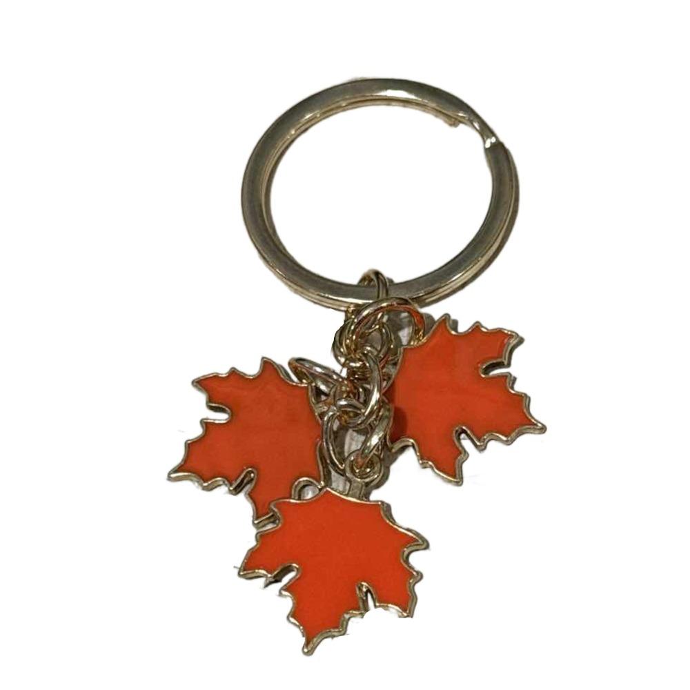 with Pearl Lanyard Maple Leaf Keychain Creative Leaf Metal Keyring Enamel Plant Key Rings  Women
