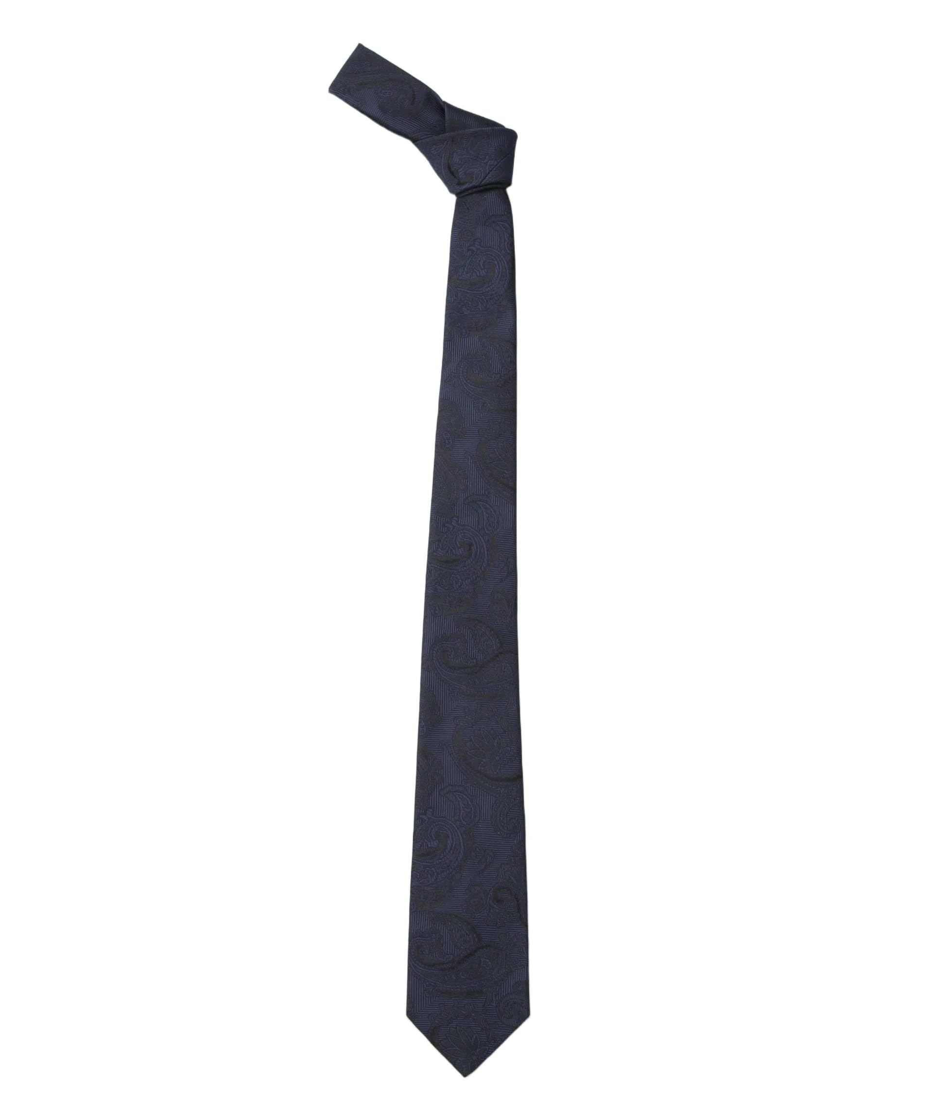 [Nano Universe] Kyoto Nishijin Washable Shadow Paisley Tie, Men s Size F 120, Navy, 668-6142202
