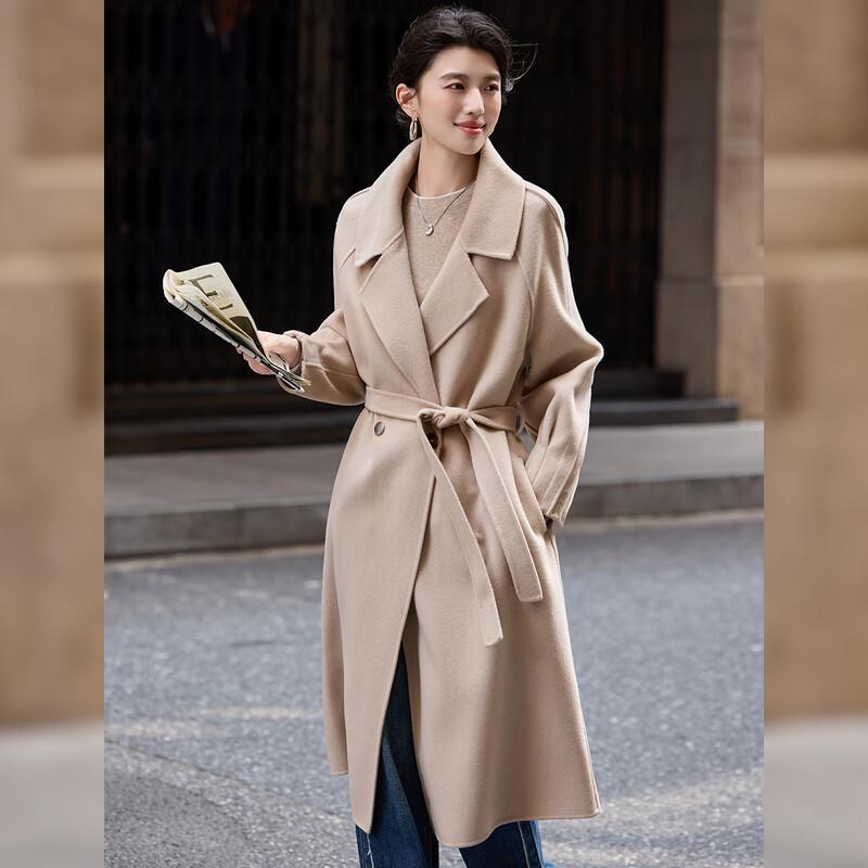 Bailuyu Women's Full Wool Suit Collar Double-Sided Overcoat