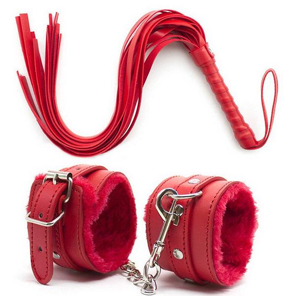 BDSM PU Leather Whip Flogger Plush Sex Handcuffs Bondage Slave Exotic Accessories Toys For Couples Adults Games