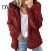 Women Cozy Zip-up Coat Winter Sherpa Fleece Short Jacket Hooded Zipper Cardigan Lightweight Zippered Warm Casual Solid Plush Windproof for Fall