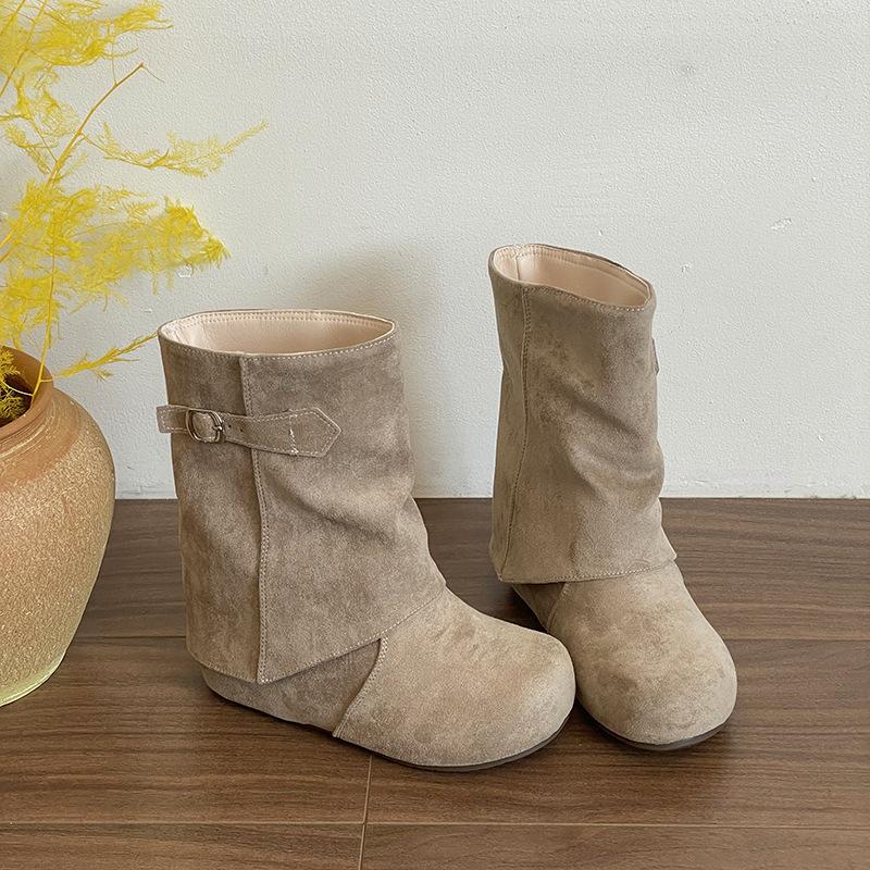 Knight brown trousers beautiful boots new medium boots thick-soled Martin boots autumn and winter boots women's short boots rad