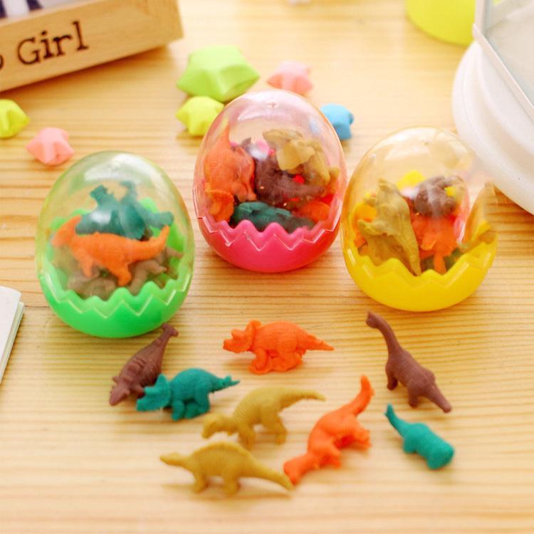 Cartoon Dinosaur Egg Erasers for Kids - School Supplies