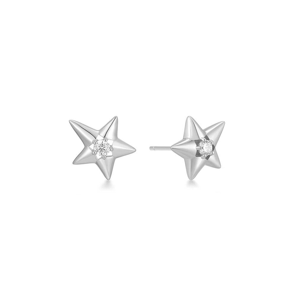 Gold Sparkling Star Drop Stud 925 Silver Earrings E066-07H