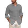 Mens Button Up Shirts for Men Long Sleeve Cotton Linen Hawaiian Beach Shirt Casual Summer Lightweight Tops