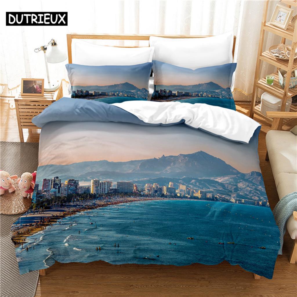 Comforter 3D Digital - Printed Beautiful Ocean - Themed Queen - Sized With Fashionable Design