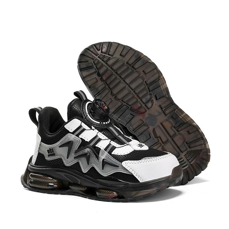 Children's sports shoes mesh rotating button medium and large children's boys' shoes soft-soled running shoes popular classmate basketball shoes