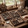 Mini Schmuckhalter aus Holz, Mehrere Fächer, Aufbewahrung für Mineralienproben, Miniatur Schmuckregal, Miniaturkristall