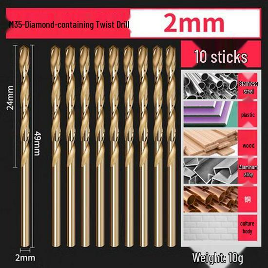 Cobalt-Enhanced Extended Length Twist Drill Bit Set - Super Hard Stainless Steel Alloy, 4.2mm.