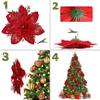 5/10/20Pcs Christmas Flower Ornaments,pink,red,gold,glitter Artifical Flowers for Christmas Tree,xmas Decoration for Home