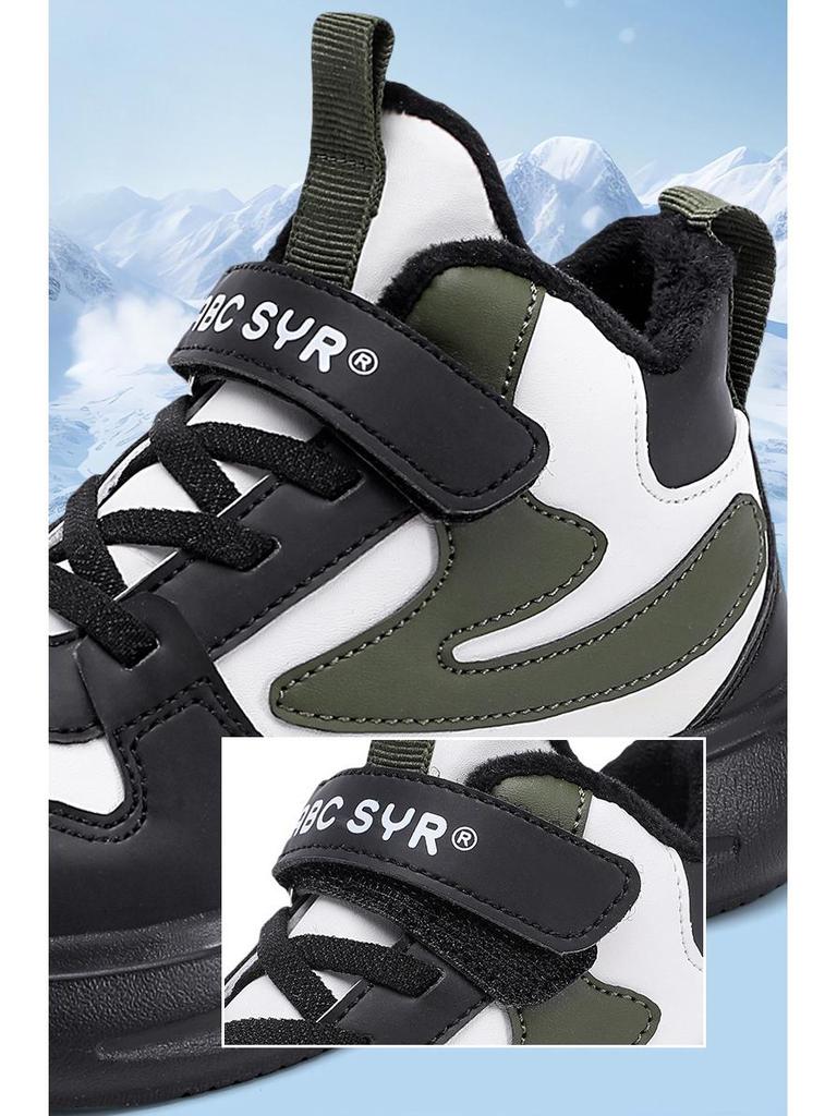 Velcro High-Top Cotton Snow Boots for Teens - Warm Winter Shoes for Older Kids