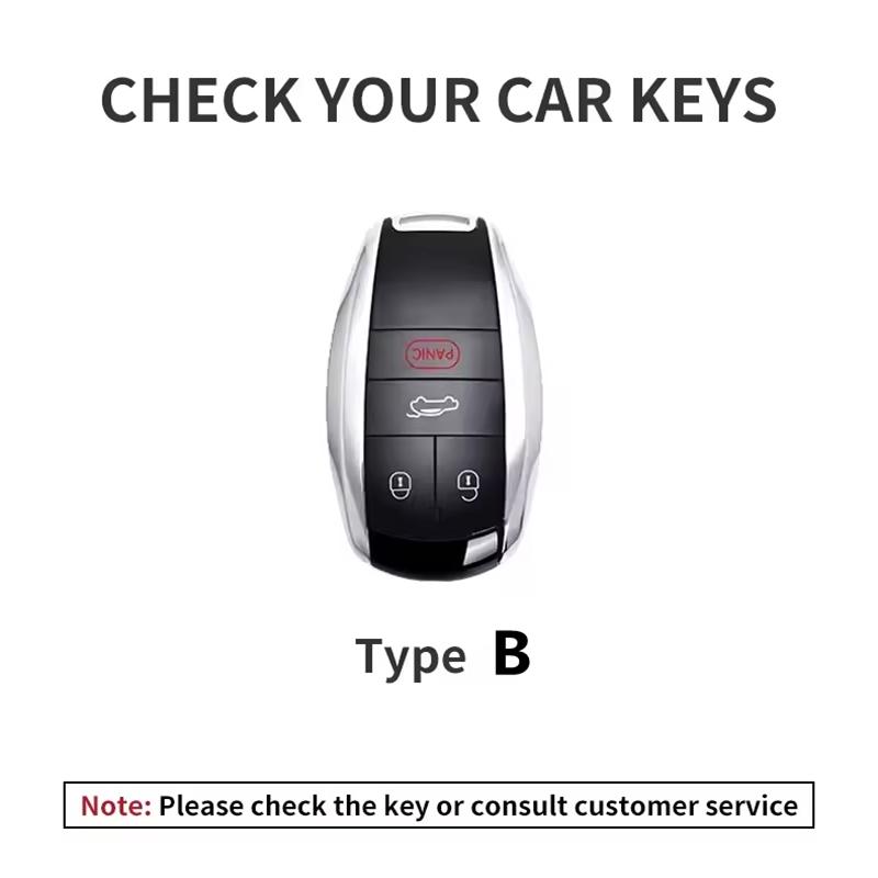 Suede Leather Car Remote Key Case Cover Shell Protection Bag Holder Styling Accessories For Bentley Bentayga 2017-2021 2AHMV-YK1