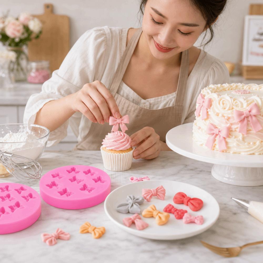 Mini Bows Silicone Fondant Molds Bowknot Chocolate Candy Baking Mold Cake Pop Accessories  Kitchen