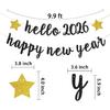 Hello 2026 Banner, Home Office Celebrations Party Decorations Happy New Year Party Hanging Sign New Year's Eve Bunting Supplies Black Glitter