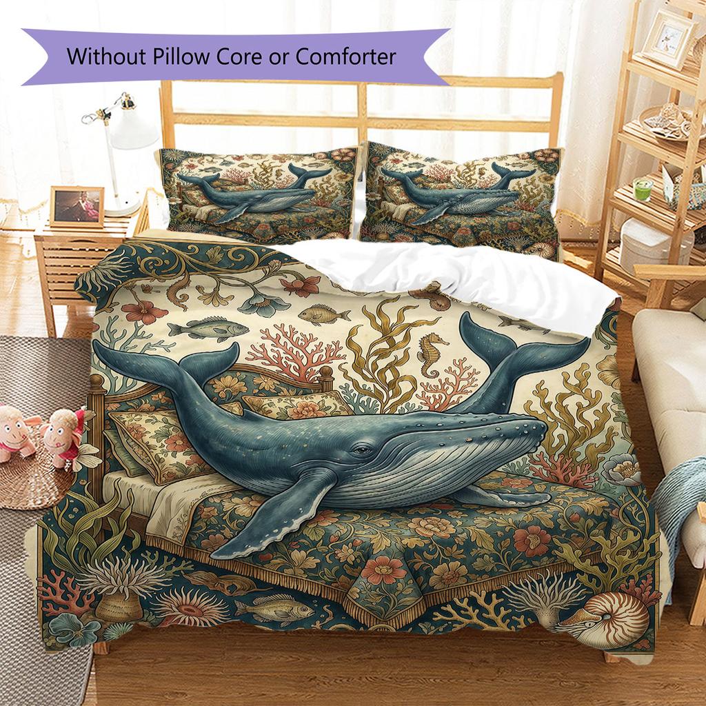Sleeping fish Pattern Bedding Quilt Set Quilt Cover Pillowcase Home Decoration Birthday Gift (1 * duvet cover + 2 * pillowcase, without core)