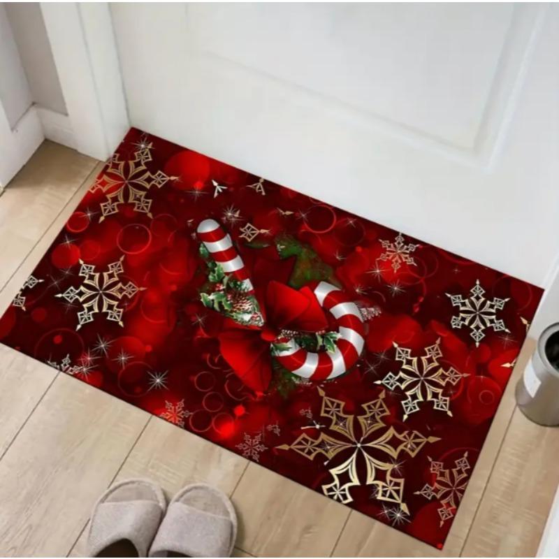 Christmas Carpet Red and White Snowflake Pattern Holiday Bottom for Living Room Bedroom Kitchen Floor Christmas Party Decoration