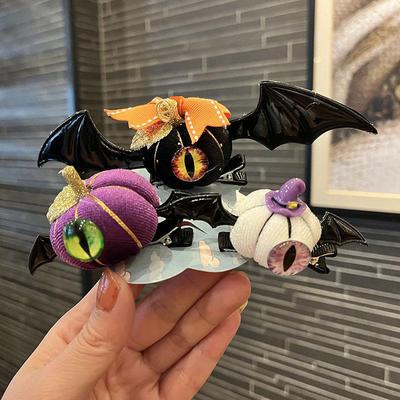 2025 Neue Halloween Haaraccessoires: Lustige Kinder-Fledermaus- und einäugige Kürbis-Haarspangen