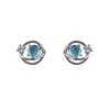 Huitan Novel Stud Earrings for Women Dainty Blue Crystal Saturn Planet Ear Studs Tiny Star Galaxy Cosmic Minimalist Jewelry Gift