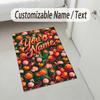 Floral Garden Theme Crystal Velvet Rug Personalized Custom Name Text Soft Floor Mat Home Decor