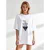 Oversized T Shirt Black Geometric Triangles Print Casual Wear