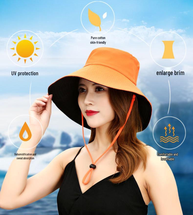 Women's Summer Fisherman Sun Hat with Large Brim and UV Protection, Customizable Logo, Printed Design.