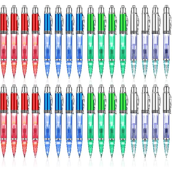 32 Pieces Lighted Tip Pen LED Light Pen Flashlight Writing Ballpoint Pen Bulk Glow in The Dark Pen Colorful Light up Pens for Night Writing, Back to