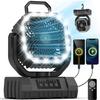 20000mAh Tent Fan, Rechargeable Camping Fans for Tents with Auto-Oscillation, Remote Timer LED Lantern, Hanging Hook 4 Speeds for Fishing Power Outage