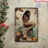 Vintage Mermaid Metal Tin Sign Red Hair Ocean Waves Bedroom Decor 20x30cm