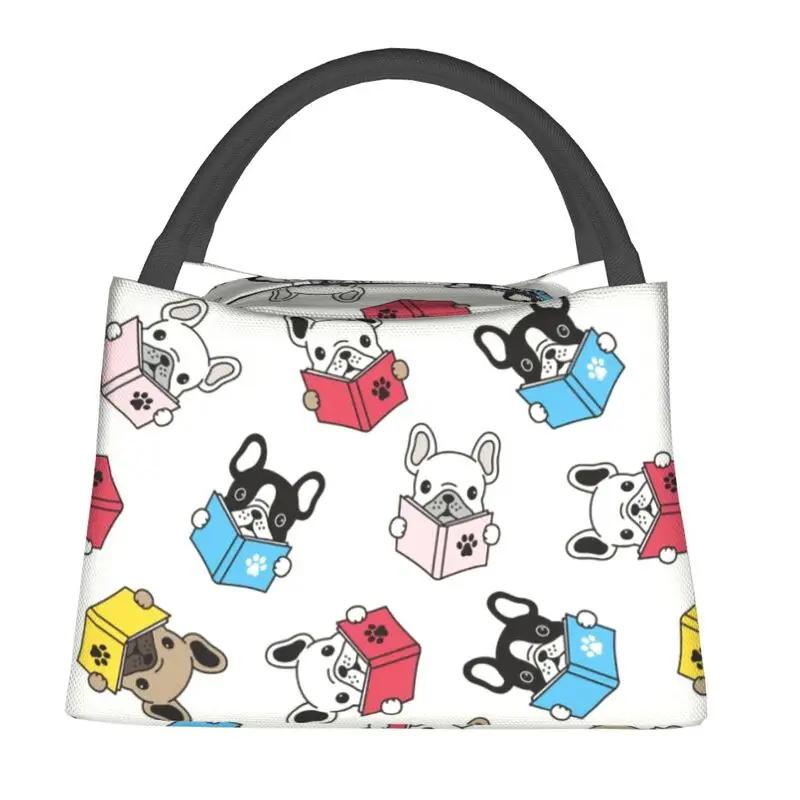 

Индивидуальные забавные французские сумки для обеда с изображением французского бульдога для мужчин и женщин, теплые термобоксы для пикника, кемпинга, работы, путешествий 28x17x16CM фиолетовый