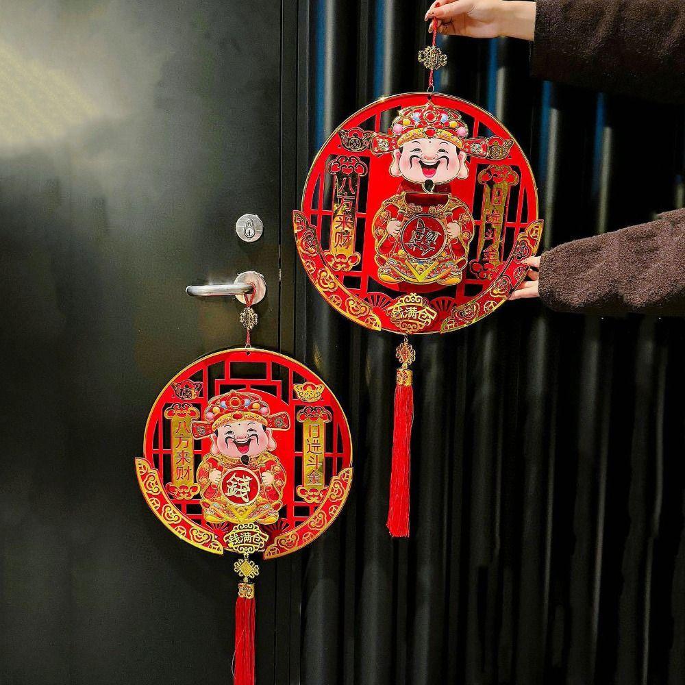 Flannelette God of Wealth Pendant Red Gold Spring Festival Pendants  Home Decor
