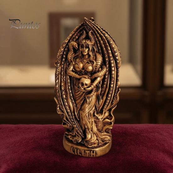 Creative Gift for Friends Retro Goddess Statue, Resin Ornament with Snake Skull, Waterproof Statue Collectable Figurine Indoor Desktop Shelf