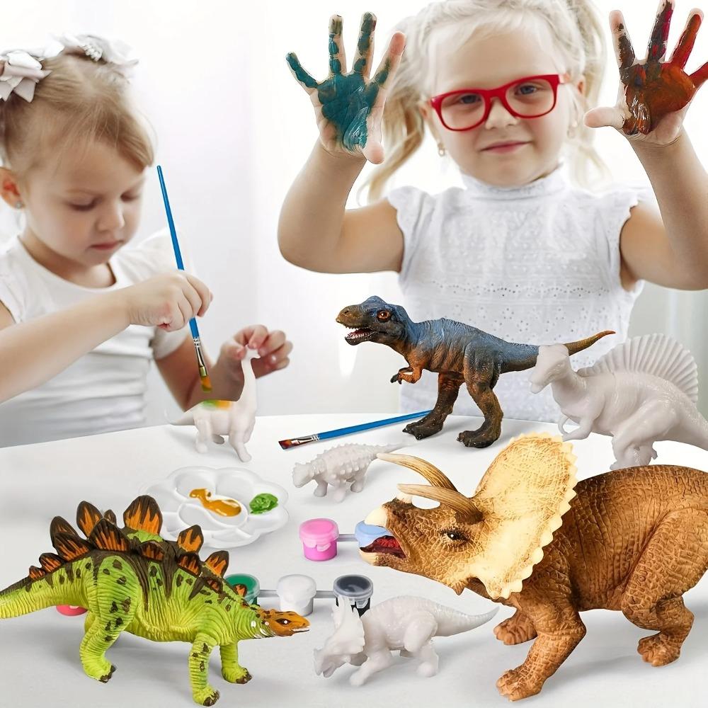 Acquerello Dinosauro Fai da Te - Kit da Colorare Dinosauro per Bambini e Bambine - Set Giocattolo Dinosauro 3D da Colorare, Pittura Artistica Fai da Te per Bambini