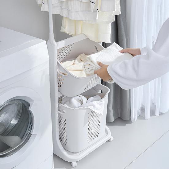 Yousheng Rolling Clothing Rack Multifunctional Laundry Hamper with Wheels Garment Rack with Hooks Detachable Laundry Baskets for Bedroom Laundry Room