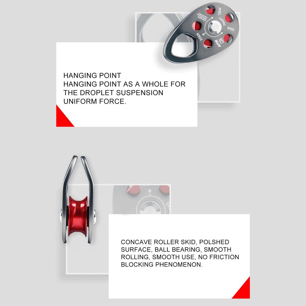 Aluminum Side Swing Pulley Heavy Duty Ball Bearing Lightweight Portable Side Swing Fixed Pulley for Rock Climbing