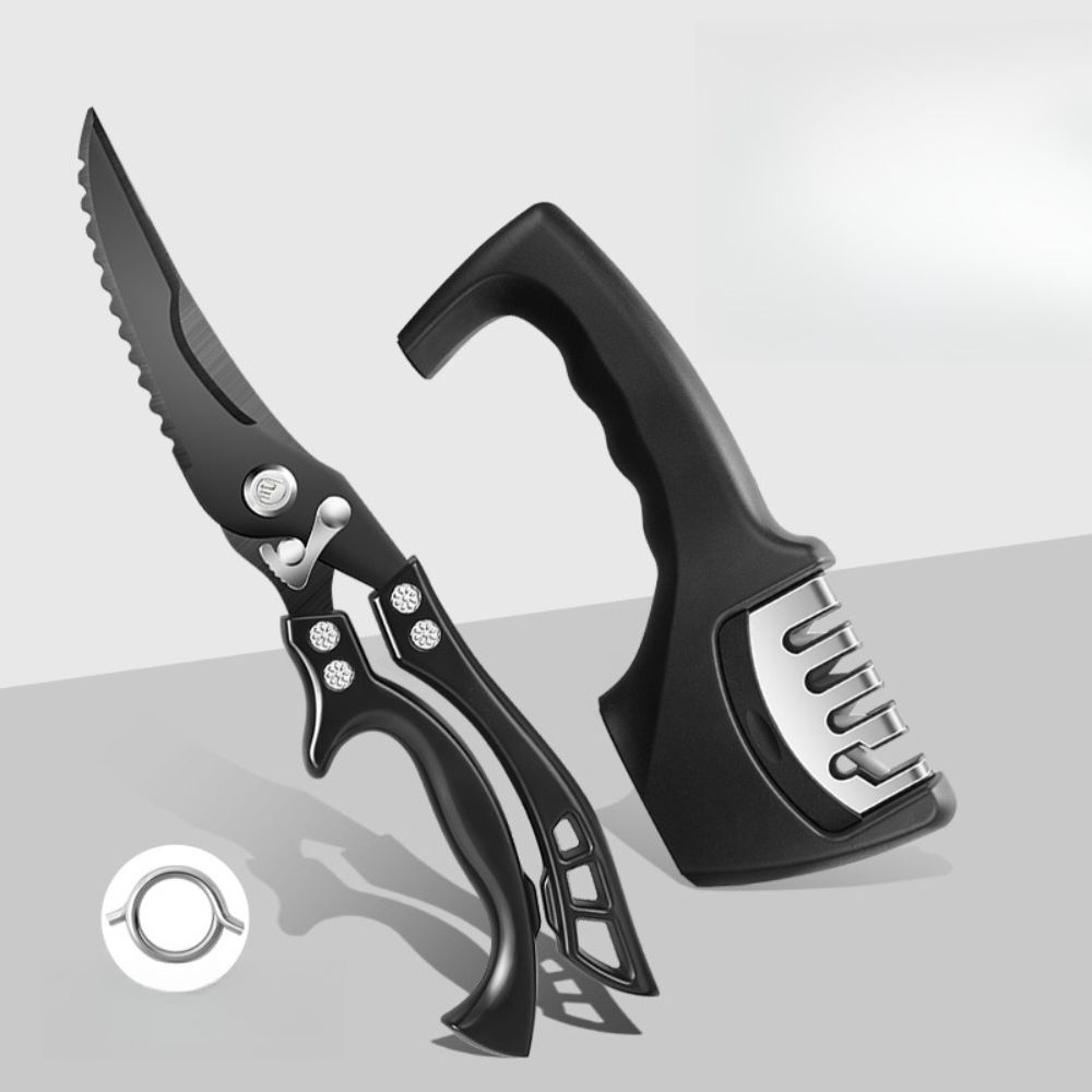 Heavy-Duty Stainless Steel Bone-Cutting Shears with Sharp Serrated Edges & Ergonomic Handle - Large Kitchen Shears for Poultry