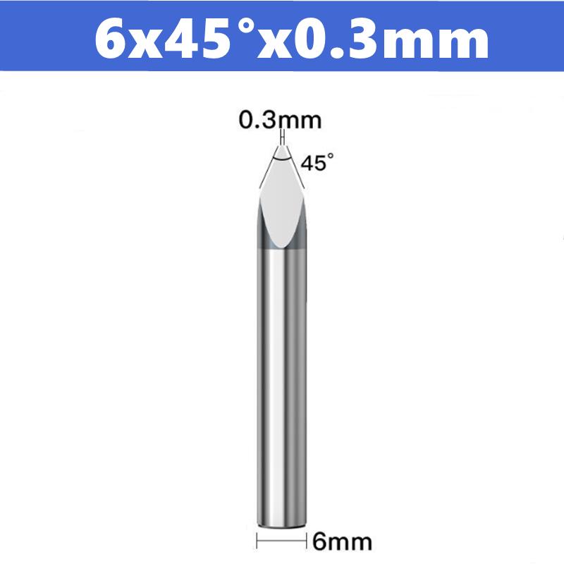 CNC Router Bit 3 Edge Pyramid Engraving Bits 4mm/6mm Shank Carbide End Mill 20,30,40,45,60,90 Degrees CNC Router Milling Tool