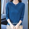 Women's Thin Crew Neck Knit Sweater Spring and Autumn Loose Solid Color Knit Pullover Top