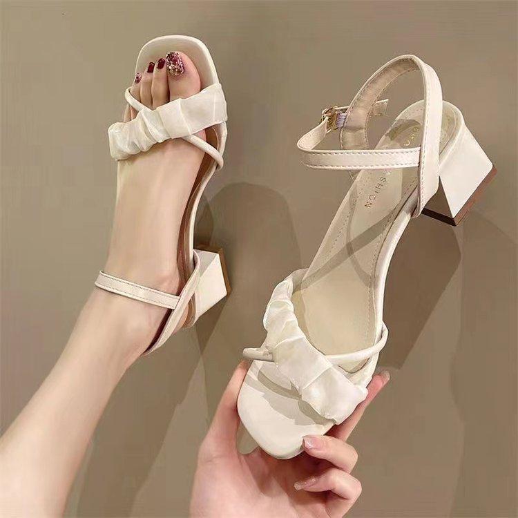 2025 Summer Women's Trendy Chunky Heel Fairy Sandals – High-End French Roman Style