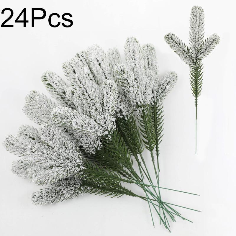 

24 шт. Сосновые ветки Реалистичные Вечнозеленые и Покрытые снегом Сделай сам Цветочные композиции для Рождественской елки Для Гирлянды Венка