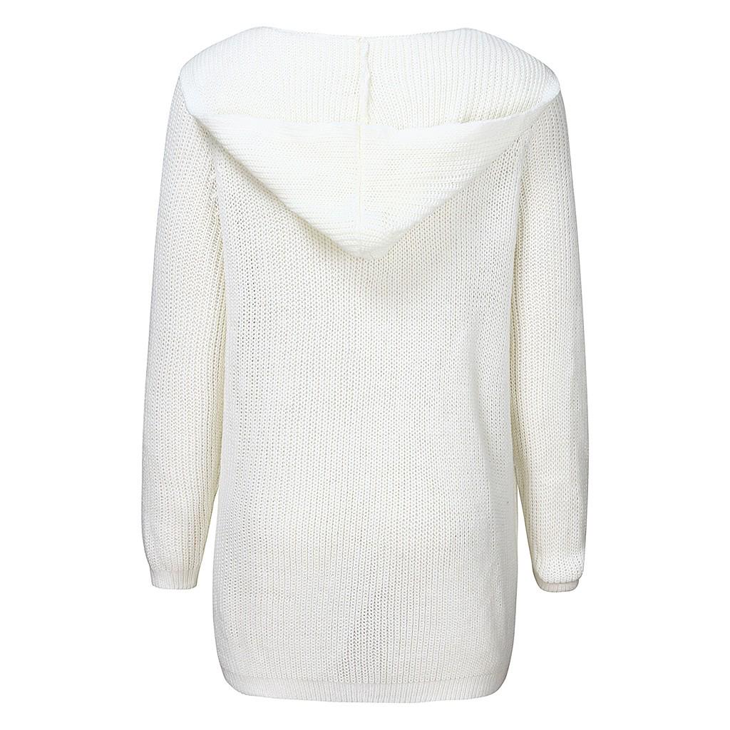 Dame Mote Høst/Vinter Langermet Hettegenser Strikkede Gensere Topper