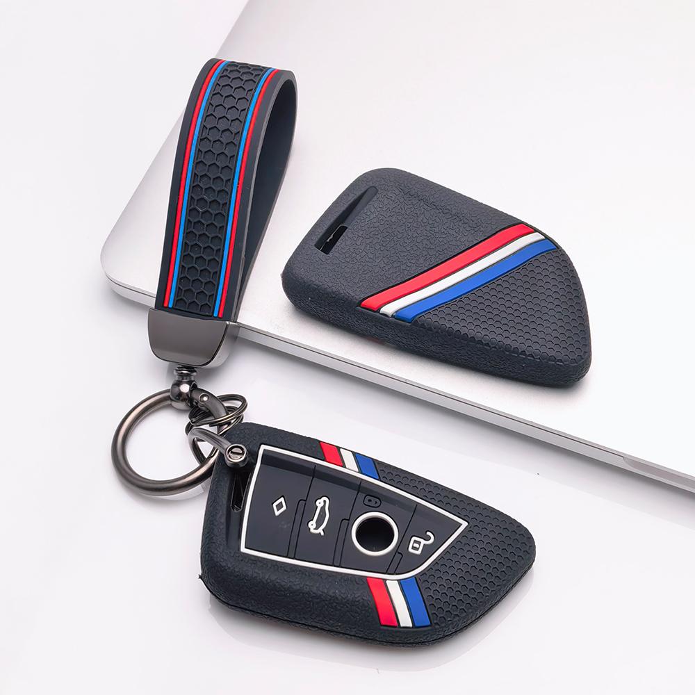 Key Cover for BMW I5 X1 X2 X3 X4 X5 X6 X7 with Keychain Anti-Scratch Guard Shockproof Protection Soft Grip Texture Responsive Button Touch