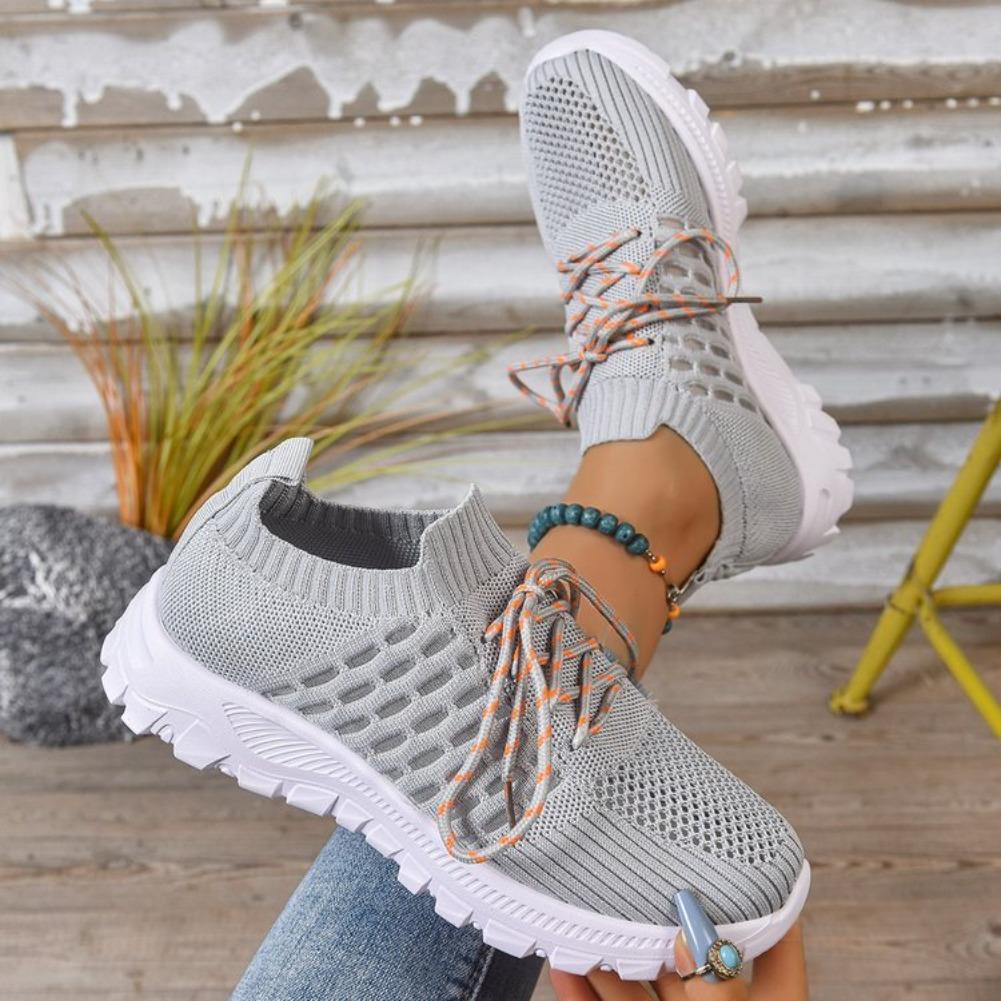 Fashion Women Sneaker Spring Autumn Breathable Mesh Sneakers Woman Non-Slip Light Solid Sports Shoes Women Casual Plus Size Lace Up Shoe