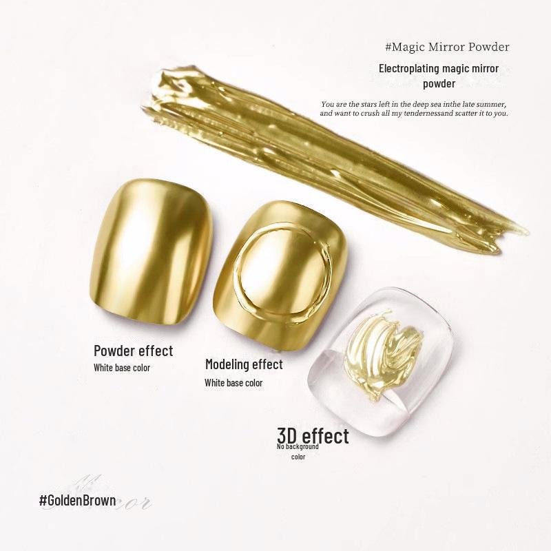 

Волшебная Зеркальная Пудра для Ногтей: Суперяркий 3D-аксессуар для ногтей цвета шампанского, золота и серебра.