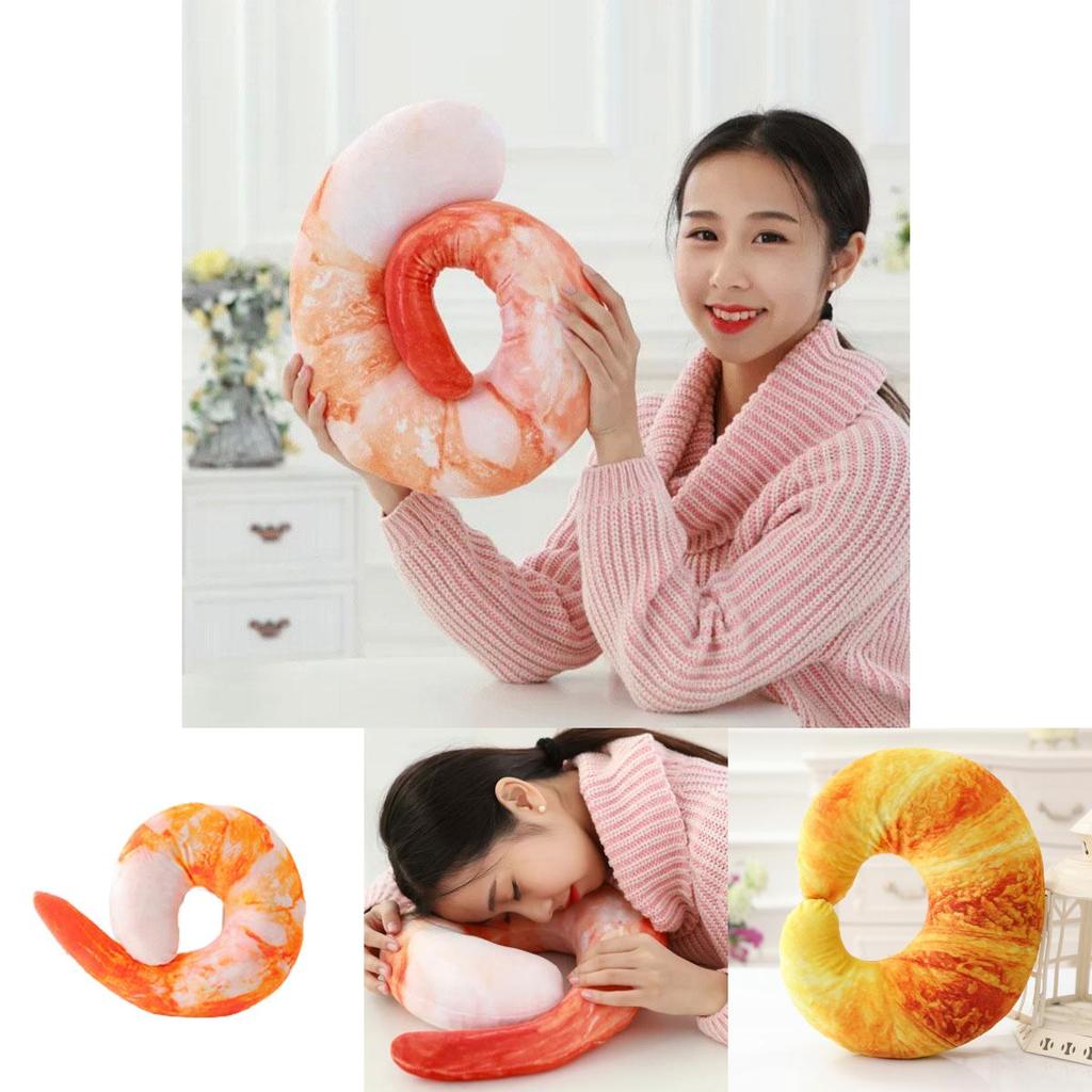 Tcmy Fashion Peeled Prawns Plush U Neck Pillow For Travel And Nap Shrimp Cushion Jelly Toy
