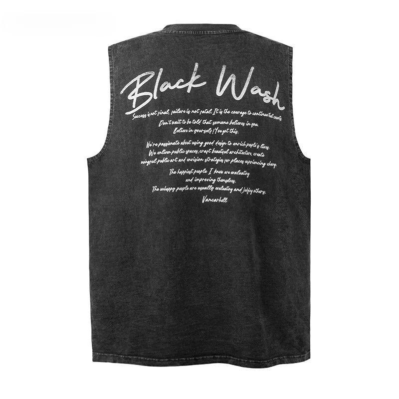 Street Cycling Vest Uninspired Vest American High Street Summer Vest Old Washed Cotton Sleeveless T-shirt