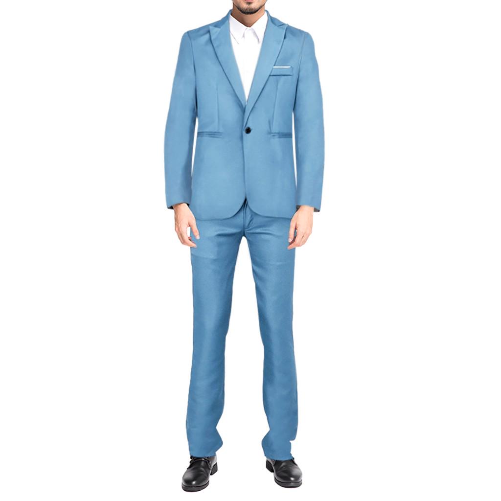 Terno masculino slim com botões, vestido colorido, jaqueta e calça