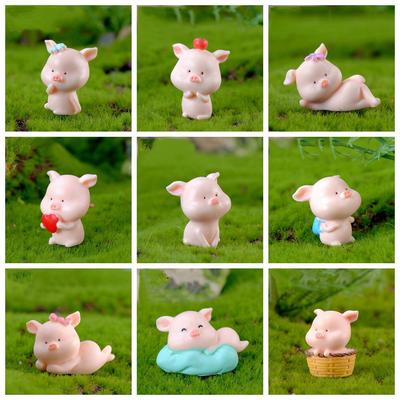 Cute Bonsai Decoration Garden Home Decor Figurine Resin Ornaments Miniature Model Micro Pig Family