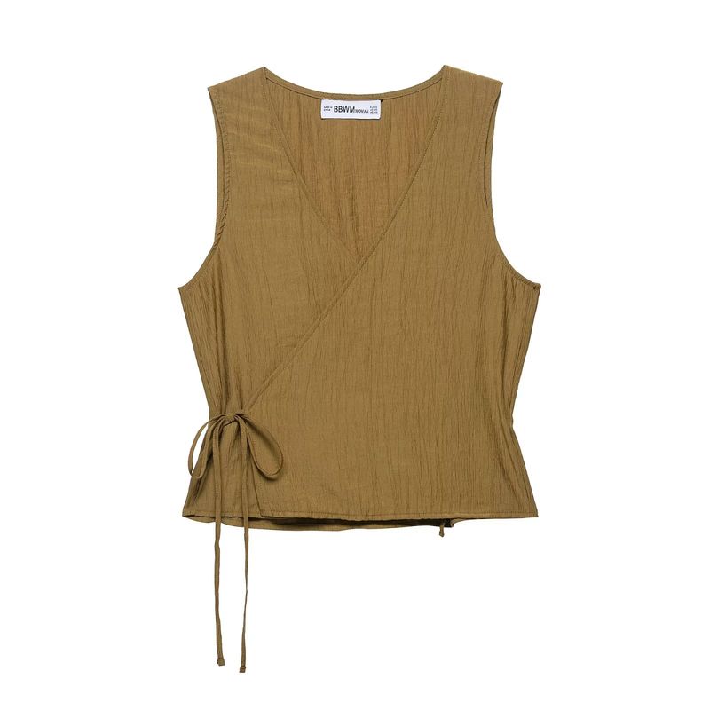 

Kaslead Новая женская одежда Западный стиль Морщинистый жилет Топ Юбка 5427722 5427428 Top L