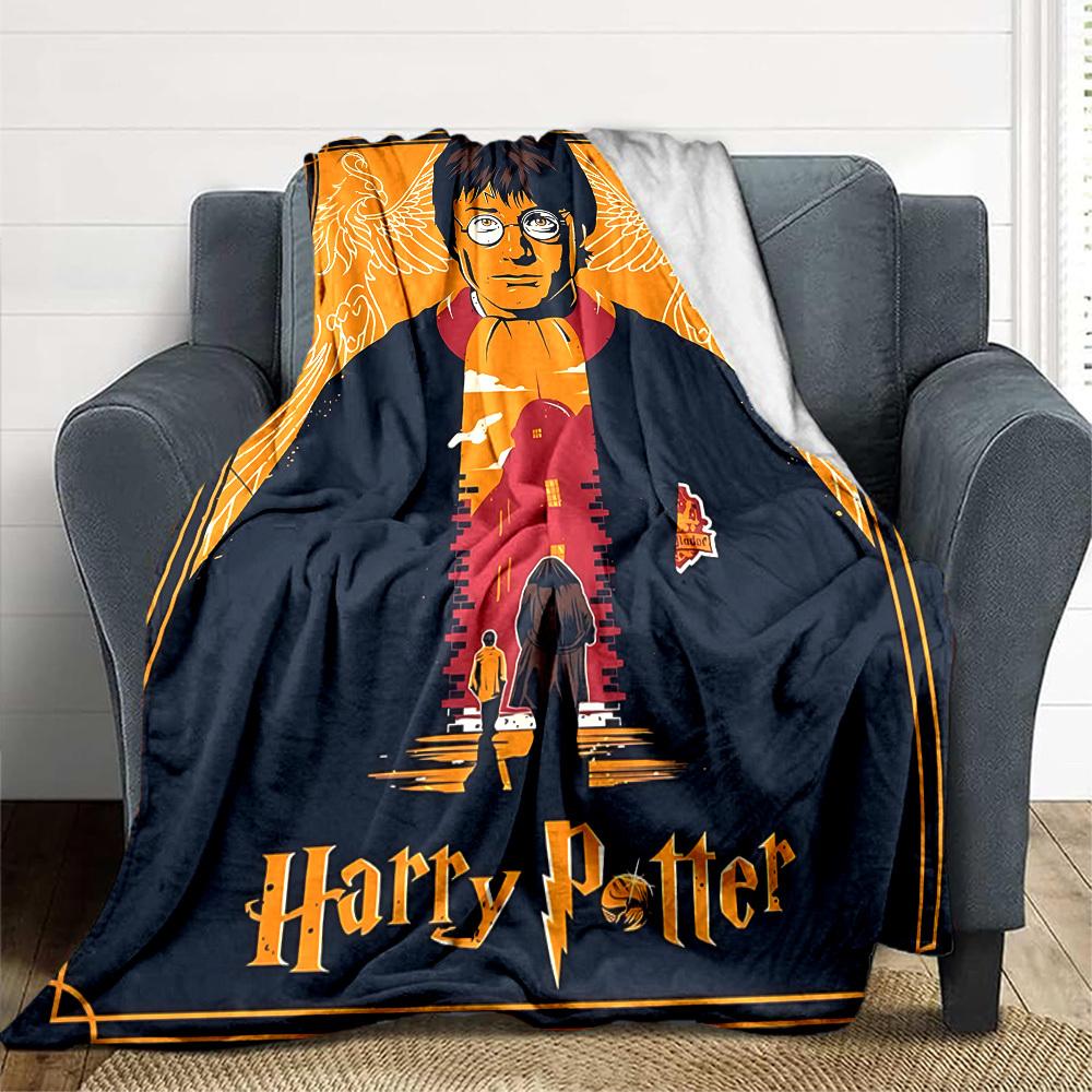 1pc Harry Potter Flannel Throw Blanket - HD Printed Lightweight Soft Warm All-Season Blanket for Sofa, Bed, Travel, Camping 098